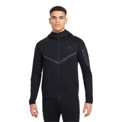 Bluza Męska Z Polaru TechFit Z Pełnym Zamkiem Błyskawicznym. Czarne bluzy męskie Nike, l, bez wzorów, z bawełny, z kapturem. Za 501.85 zł.