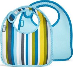 Built Śliniak Mess Mate Baby Blue Stripe 2 szt. Niebieskie śliniaki dla dzieci Built, bez wzorów. Za 27.99 zł.