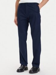 Calvin Klein Chinosy LV04LH600G Granatowy Straight Fit. Niebieskie eleganckie spodnie męskie Calvin Klein, m, bez wzorów, z bawełny. Za 409.99 zł.