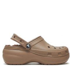 Klapki Crocs. Brązowe klapki damskie Crocs, bez wzorów, bez obcasa. Za 189.99 zł.