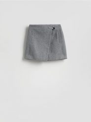 Spódnica mini z zakładką - ciemnoszary. Szare spódnice damskie Reserved, l, bez wzorów, z tkaniny, mini, dopasowane. Za 119.99 zł.