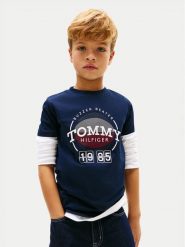 Tommy Hilfiger T-Shirt KB0KB10277 Granatowy Regular Fit. Niebieskie t-shirty dla chłopców Tommy Hilfiger, bez wzorów, z bawełny, bez ramiączek. Za 109.99 zł.