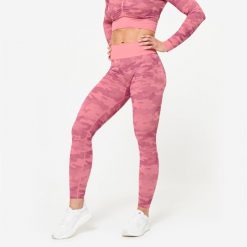 Legginsy fitness damskie Domyos. Czerwone legginsy damskie DOMYOS, xs, bez wzorów, z elastanu, na fitness i siłownię. W wyprzedaży za 59.99 zł.