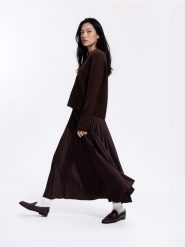 Plisowana spódnica maxi - ciemnobrązowy. Brązowe spódnice damskie Reserved, l, bez wzorów, z dzianiny, maxi. Za 99.99 zł.