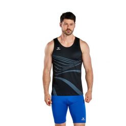 Tank top Erima Racing. Czarne koszulki sportowe męskie Erima, bez wzorów, bez kołnierzyka, bez ramiączek, do biegania. Za 279.99 zł.