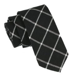 Wełniany Krawat - Alties - Czarny w Biały Wzór. Białe krawaty i muchy Alties, bez wzorów, z bawełny. Za 55.00 zł.