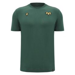 Koszulka Ospreys Travel 2024/25. Zielone koszulki sportowe męskie Macron, bez wzorów, bez kołnierzyka, bez ramiączek. Za 218.50 zł.