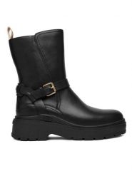 Liu Jo Botki Andrea 03 SF5097 P0102 Czarny. Czarne botki damskie Liu Jo, ze skóry, bez obcasa, na płaskiej podeszwie, bez zapięcia. Za 509.99 zł.