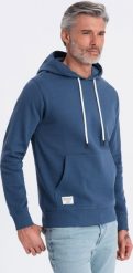 Ombre Bluza męska dresowa kangurka z kapturem - granatowa V4 OM-SSBN-0177 S. Bluzy męskie Ombre, m, bez wzorów, z dresówki, z kapturem. Za 109.99 zł.