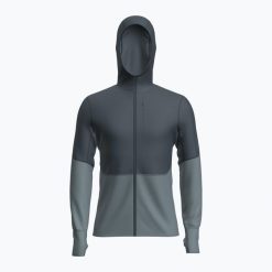 Bluza trekkingowa męska icebreaker Merino 200 RealFleece Descender Zip Hoodie. Niebieskie bluzy męskie Icebreaker, m, bez wzorów, bez kaptura. Za 579.99 zł.