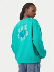 Quiksilver Bluza Standard Crew EQWFT03188 Turkusowy Regular Fit. Niebieskie bluzy damskie Quiksilver, xs, bez wzorów, z bawełny, bez kaptura. Za 259.99 zł.