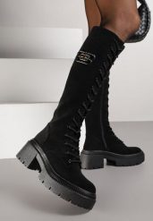Czarne Sznurowane Kozaki Vices z Imitacji Zamszu na Platformie w Stylu Grunge Lattime. Czarne kozaki damskie Born2be, z jeansu, bez obcasa, na platformie. Za 179.99 zł.