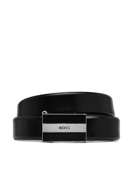 BOSS Pasek Boss_Icon_Leat_Os35 50546937 Czarny. Czarne paski damskie Boss, bez wzorów, ze skóry. Za 577.99 zł.