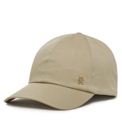 Czapka z daszkiem Tommy Hilfiger. Brązowe czapki i kapelusze damskie Tommy Hilfiger, bez wzorów. Za 119.99 zł.