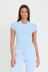 JUICY COUTURE Błękitny t-shirt Shrunken Diamante Tee. Niebieskie t-shirty damskie Juicy Couture, s, bez wzorów, bez kołnierzyka. W wyprzedaży za 79.99 zł.