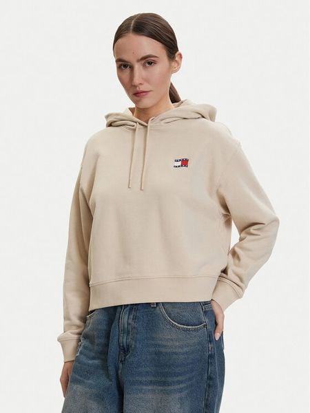 Tommy Jeans Bluza DW0DW22357 Beżowy jasny Regular Fit. Brązowe bluzy damskie Tommy Jeans, l, bez wzorów, z bawełny, bez kaptura. Za 291.99 zł.