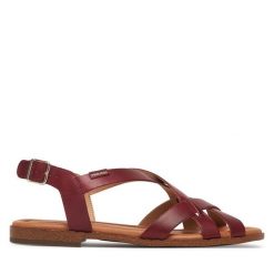 Sandały Pikolinos. Czerwone sandały damskie Pikolinos, bez wzorów, bez obcasa, na płaskiej podeszwie, bez zapięcia. Za 449.99 zł.