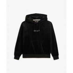 Damska luźna bluza z kapturem z weluru Superdry Country Club. Czarne bluzy damskie Superdry., na jesień, s, bez wzorów, z weluru, z kapturem. Za 400.60 zł.