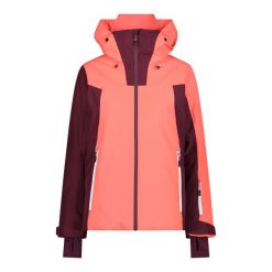 Damska kurtka narciarska CMP Fix. Czerwone kurtki snowboardowe damskie CMP, bez wzorów, bez kaptura, narciarskie. Za 924.50 zł.
