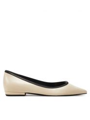 Tory Burch Baleriny Double T Buckle Pointed 155739 Beżowy. Brązowe baleriny damskie Tory Burch, bez wzorów, ze skóry, bez obcasa. Za 1,029.00 zł.