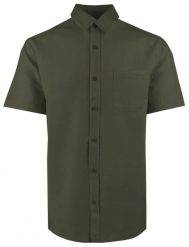 Koszula Weekendowa z Lnem, Krótki Rękaw - Brave Soul - Khaki. Zielone koszule męskie Brave Soul, l, bez wzorów, z bawełny, casualowe, bez kołnierzyka, bez ramiączek. Za 129.00 zł.