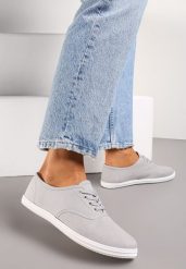 Szare Klasyczne Sznurowane Tenisówki na Płaskiej Podeszwie Efona. Szare trampki i tenisówki damskie Renee, bez wzorów, klasyczne, bez zapięcia. Za 34.99 zł.
