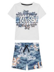 Guess Komplet t-shirt i spodenki N5GG13 K8HM4 Niebieski Regular Fit. Niebieskie szorty dla chłopców Guess, z aplikacjami, z bawełny. Za 149.99 zł.