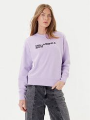 Karl Lagerfeld Jeans Bluza A1W20005 Fioletowy Regular Fit. Fioletowe bluzy damskie Karl Lagerfeld Jeans, xs, bez wzorów, z bawełny, bez kaptura. Za 319.99 zł.