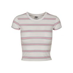 Koszulka damska Urban Classics stripe cropped. Białe t-shirty damskie Urban Classics, bez wzorów, bez kołnierzyka. Za 104.00 zł.
