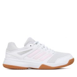 Buty halowe adidas. Białe obuwie sportowe damskie Adidas, bez wzorów. Za 239.99 zł.