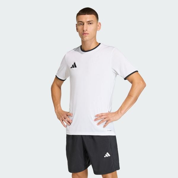 Koszulka Entrada26. Białe koszulki sportowe męskie Adidas, xs, z aplikacjami, z dzianiny, bez kołnierzyka, bez ramiączek, do piłki nożnej, climacool (adidas). Za 79.95 zł.