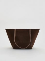 Torebka shopper - ciemnobrązowy. Brązowe torebki shopper damskie Reserved, bez wzorów, ze skóry, bez dodatków. Za 139.99 zł.