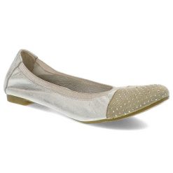 Srebrne Baleriny Damskie Exquisite Codzienne Obuwie. Szare baleriny damskie EXQUISITE, na wiosnę, bez wzorów, ze skóry, biznesowe, bez obcasa, na płaskiej podeszwie. Za 159.00 zł.