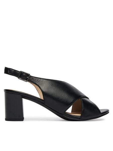 Caprice Sandały 9-28309-46 Czarny. Czarne sandały damskie Caprice, bez wzorów, ze skóry, bez obcasa, na słupku, bez zapięcia. Za 228.99 zł.