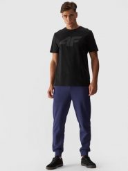 4F Spodnie dresowe joggery męskie - granatowe XXL. Niebieskie spodnie sportowe męskie 4f, l, bez wzorów, z bawełny. W wyprzedaży za 79.99 zł.