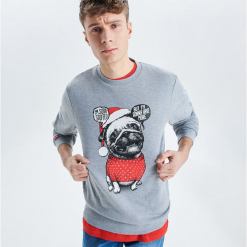 Bluza z motywem świątecznym - Jasny szary. Szare bluzy męskie Cropp. Za 79.99 zł.