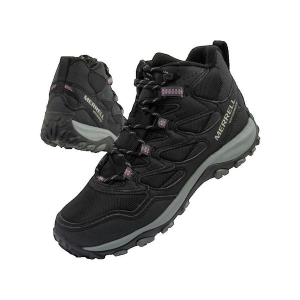 Buty trekkingowe Merrell West Rim Sport Thermo Mid WP czarne. Czarne obuwie sportowe damskie Merrell, na zimę, trekkingowe. Za 446.40 zł.