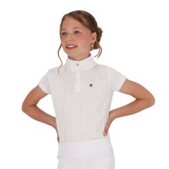 Dziewczęca jeździecka koszulka polo QHP Kynlee. Białe t-shirty i topy dla dziewczynek QHP, bez wzorów, bez ramiączek. Za 254.00 zł.