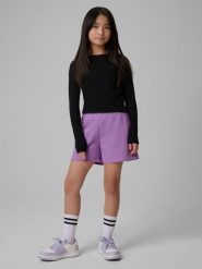 4F Spodenki dresowe dziewczęce - fioletowe 134 (8-9 lat). Fioletowe spodenki dla dziewczynek 4f, na lato, bez wzorów, z bawełny. Za 49.99 zł.