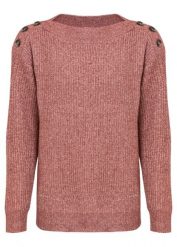 Sweter oversize z guzikami. Brązowe swetry damskie bonprix, bez wzorów, bez kołnierzyka, bez ramiączek, bez kaptura. Za 117.99 zł.