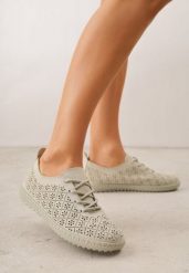 Zielone Tenisówki z Ażurową Cholewką Tidella. Zielone trampki i tenisówki damskie Born2be, w ażurowe wzory, z jeansu, bez zapięcia. Za 69.99 zł.
