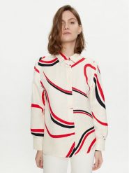 Tommy Hilfiger Koszula WW0WW41838 Beżowy Relaxed Fit. Brązowe bluzki damskie Tommy Hilfiger, bez wzorów, z wiskozy, bez kołnierzyka, bez ramiączek. Za 449.99 zł.