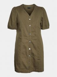 Vero Moda Curve Sukienka codzienna Wild Gena 10302450 Zielony Regular Fit. Zielone sukienki damskie Vero Moda Curve, na co dzień, bez wzorów, z bawełny, bez kołnierzyka, bez ramiączek, proste. Za 119.99 zł.