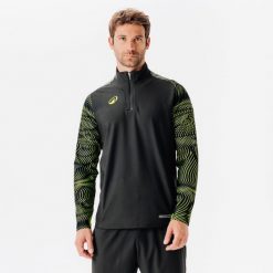 Bluza piłkarska Kipsta Viralto Wavy Club na krótki suwak. Czarne bluzy męskie KIPSTA, s, bez wzorów, z elastanu, bez kaptura. Za 199.99 zł.