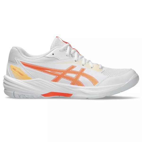 Damskie buty halowe Asics Gel-task 4. Białe obuwie sportowe damskie Asics, bez wzorów, ze skóry, do siatkówki. Za 383.00 zł.