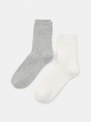 Prążkowane skarpetki 2 pack - szary. Szare skarpety damskie Sinsay, bez wzorów, prążkowane. Za 15.99 zł.