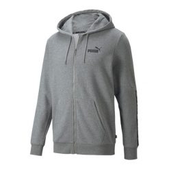 Męska Bluza Z Kapturem Essential Tape Full Zip. Szare bluzy męskie Puma, m, bez wzorów, z kapturem. Za 245.99 zł.