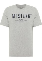 Męski T-Shirt Mustang Style Alex Mid Grey Mélange 1017997 4140. Szare t-shirty męskie Mustang, m, bez wzorów, bez kołnierzyka. Za 79.99 zł.