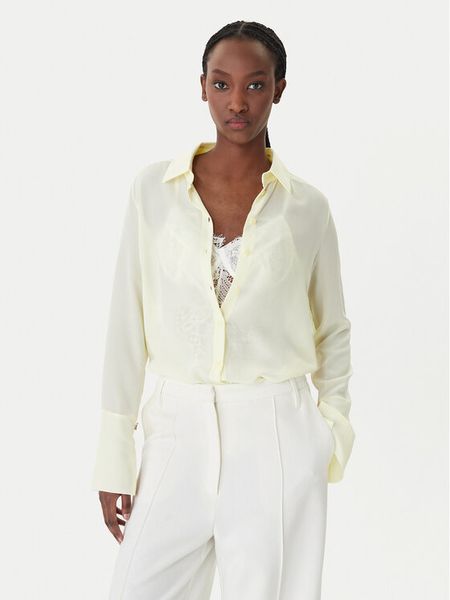 Patrizia Pepe Koszula 8C0703/A156-Y478 Żółty Regular Fit. Żółte bluzki damskie Patrizia Pepe, bez wzorów, z jedwabiu, bez kołnierzyka, bez ramiączek. Za 1,389.00 zł.