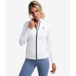 Koszulka/bluza z długim rękawem damska. Białe bluzy damskie NORDICDOTS, m, bez wzorów, z elastanu, klasyczne, bez kołnierzyka. Za 365.00 zł.